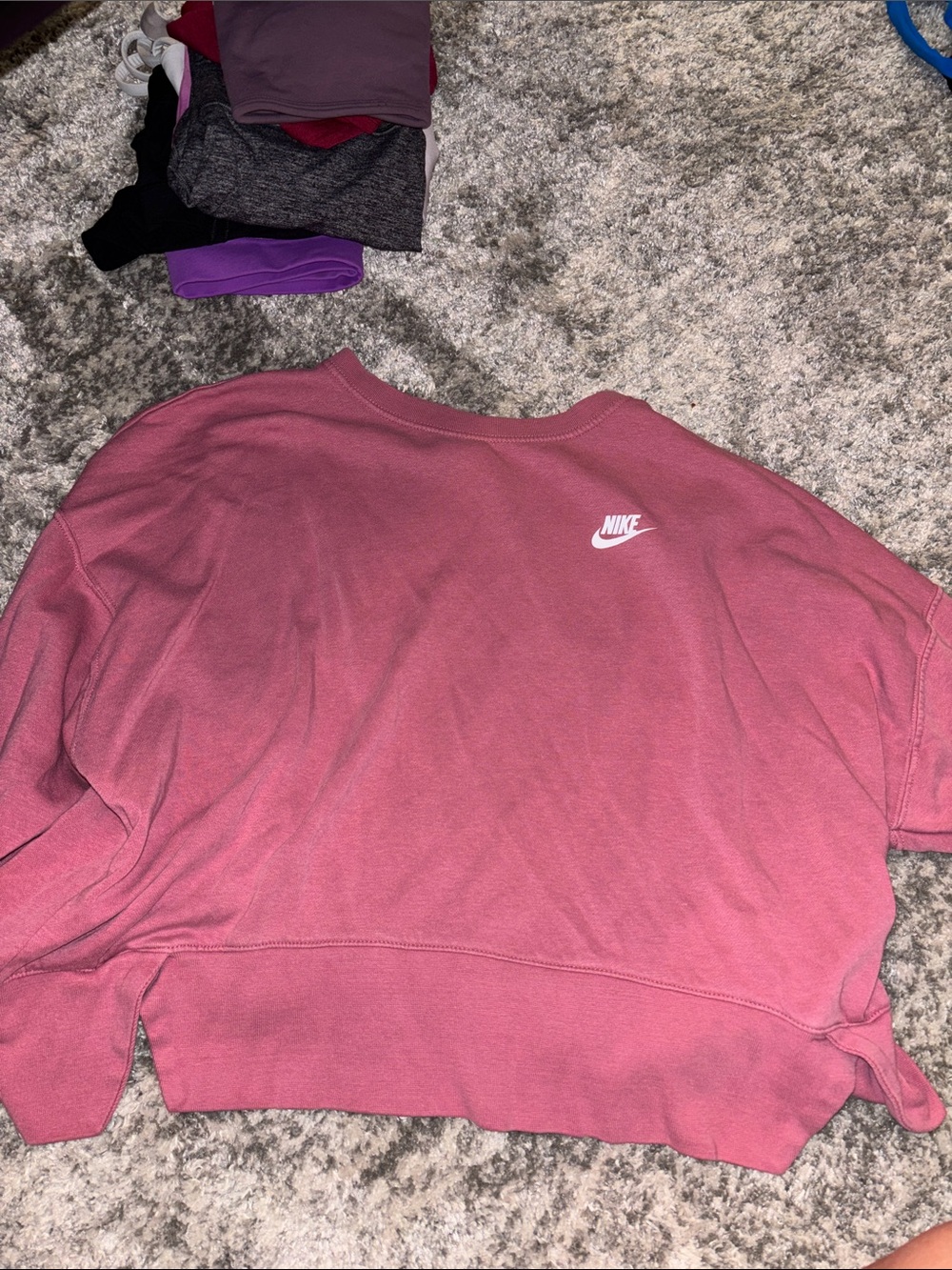 Nike Women's Mauve Cropped Sweatshirt with White Logo